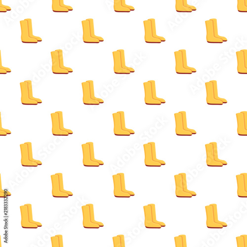 Yellow wellington boots repeating on a white background, creating a waterproof seasonal design