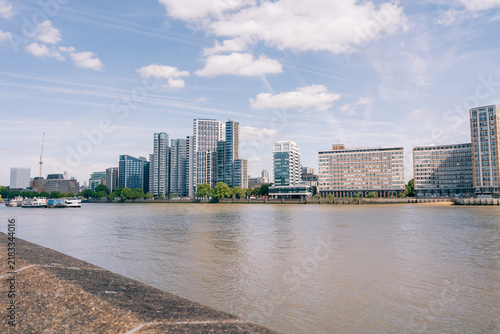 Canvas Print River Thames with Vauxhall and Albert Embankment waterfront in London, England, UK - 4 September 2026