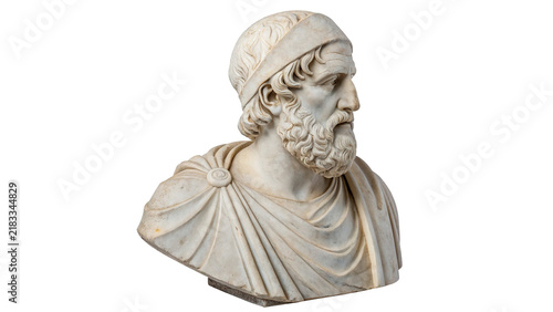 Foto White marble ancient greek philosopher philosopher head bust classical sculpture