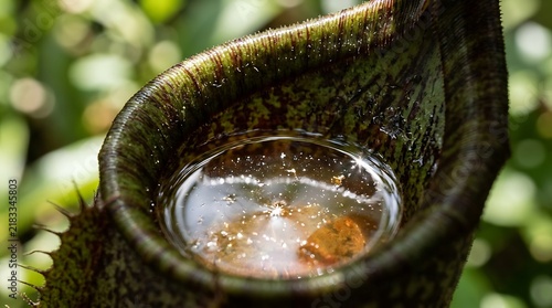Tropical pitcher plant trap with water inside