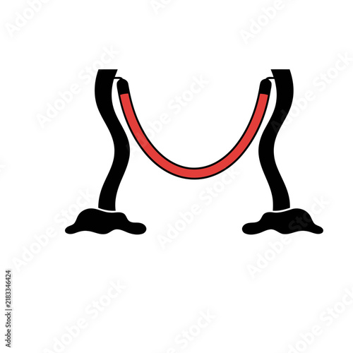 Red Rope Barrier with Black Stanchions