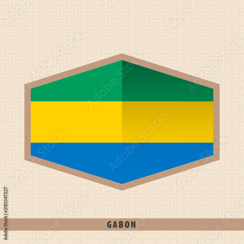 Принти на полотні Gabon Flag Hexagon Badge. Modern Geometric Emblem.