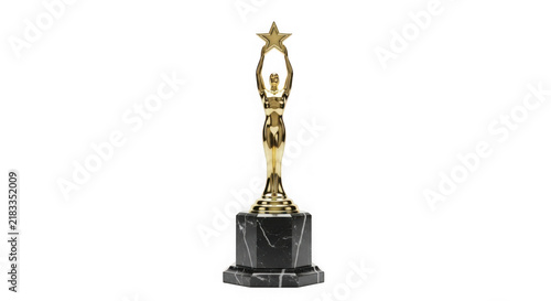 Gold trophy cup with star and black base