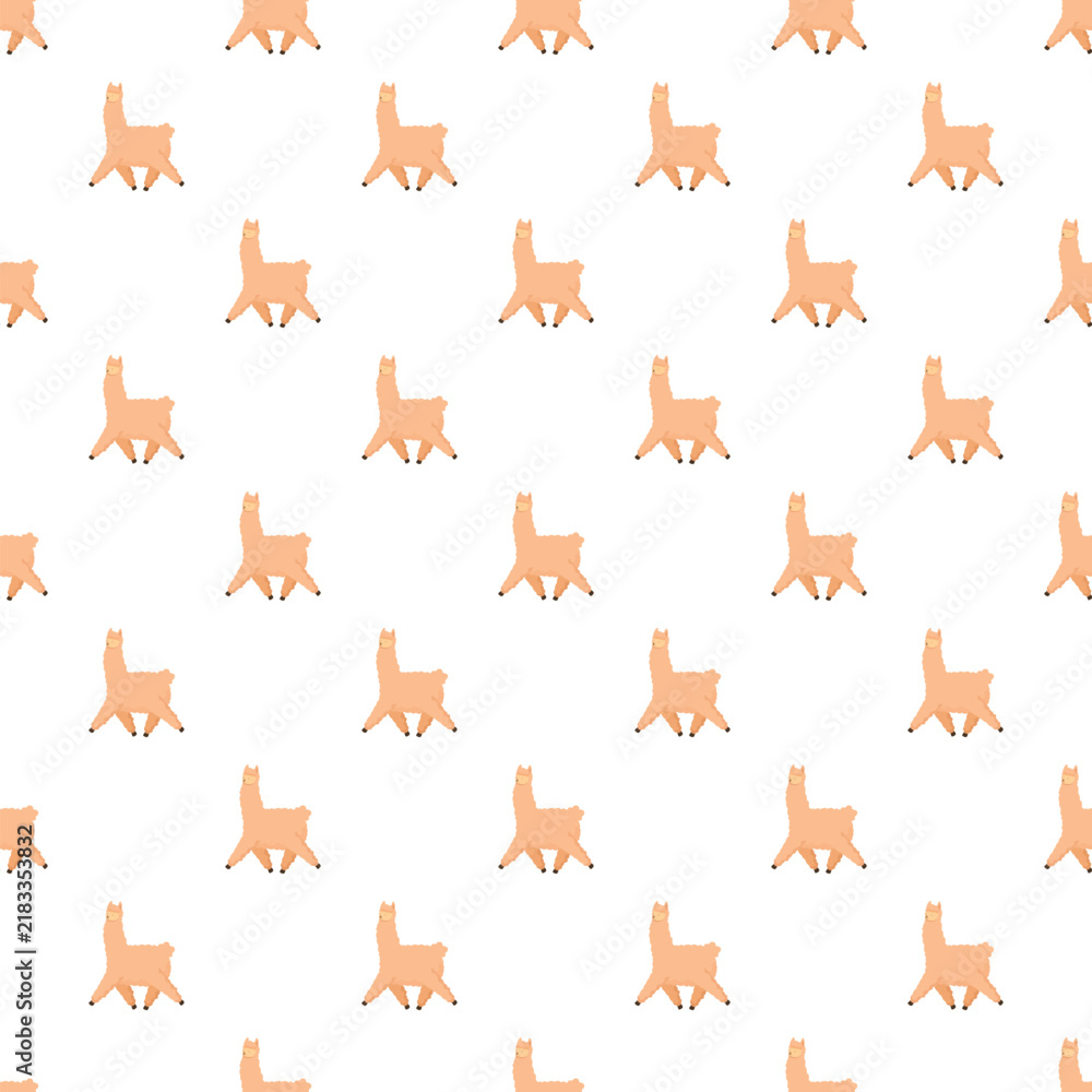 Fototapeta premium Cute cartoon llama repeating pattern creating a fun animal background
