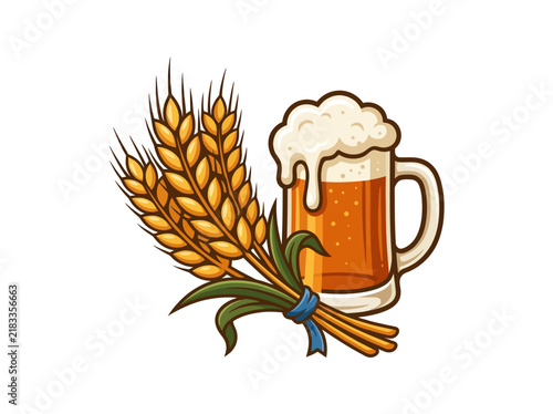 Golden wheat stalks vector illustration isolated on white background