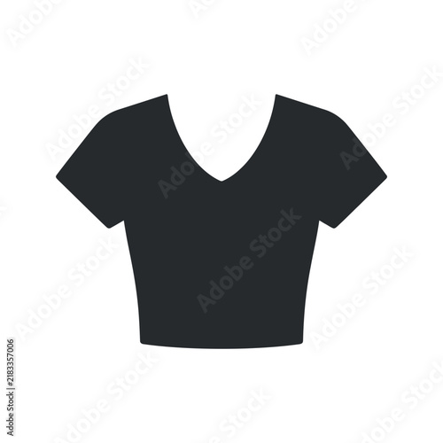 Black sleeveless cropped t shirt silhouette against plain background
