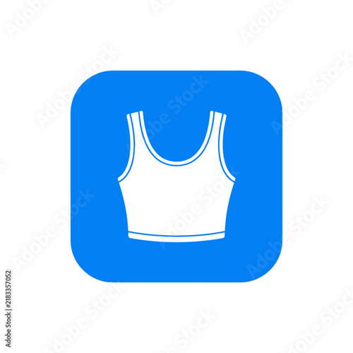 White sleeveless top icon on solid blue background