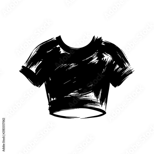 Sketch style sleeveless shirt with relaxed fit drawn in black ink