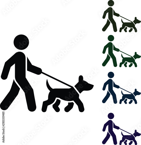 People walking dogs in a row vector illustration