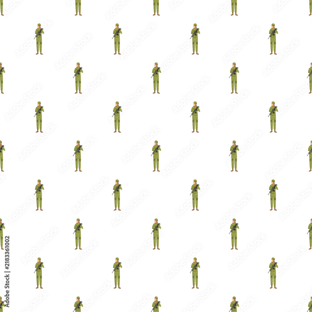 Obraz premium Repeating pattern of soldiers standing in green uniform with rifles