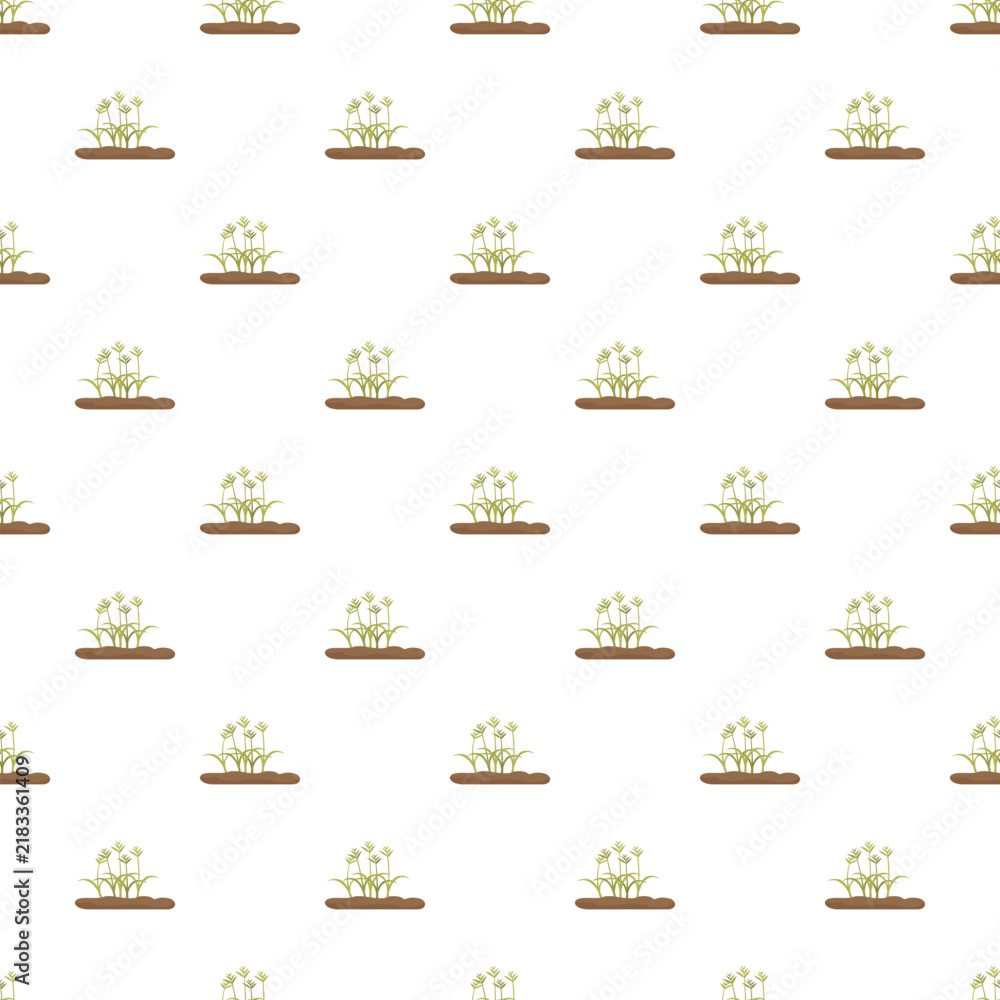 Obraz premium Green plants growing from brown soil creating a seamless agricultural pattern