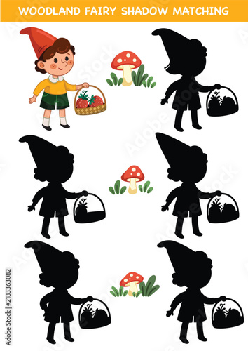Woodland Gnome Shadow Matching – Preschool Visual Matching Activity