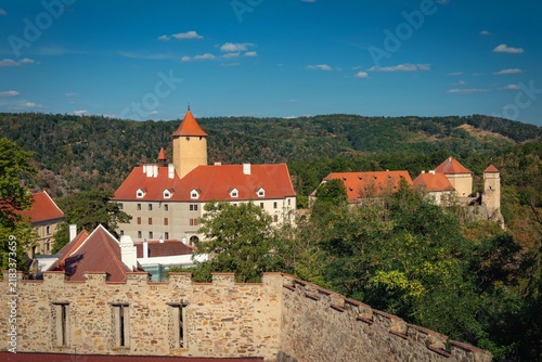 Beautiful Gothic castle Veveri. The city of Brno at the Brno dam. South Moravia - Czech Republic - Central Europe.