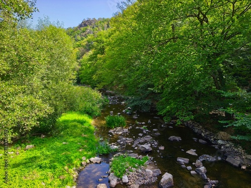 Oslava river. Beautiful landscape. Natural scenery with sky and clouds. Czech Republic, Europe.