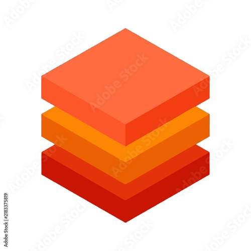 Modern Isometric Stacked Geometric Blocks Icon