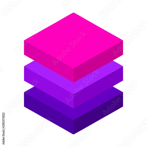 Modern Isometric Stacked Geometric Blocks Icon