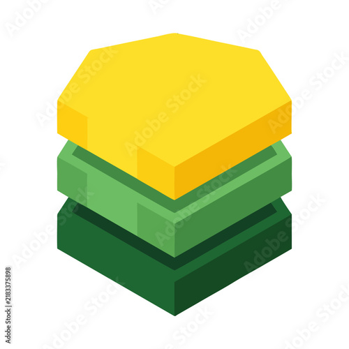 Modern Isometric Stacked Geometric Blocks Icon