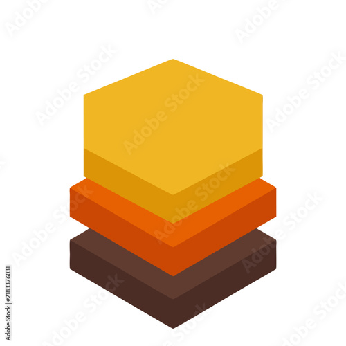 Modern Isometric Stacked Geometric Blocks Icon