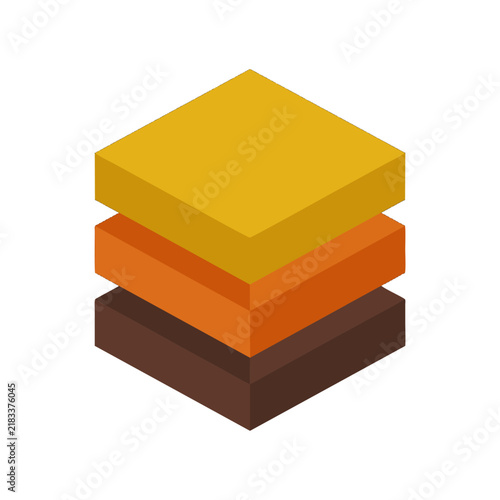 Modern Isometric Stacked Geometric Blocks Icon