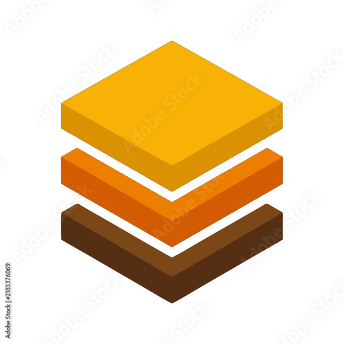 Modern Isometric Stacked Geometric Blocks Icon