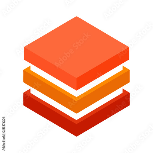 Modern Isometric Stacked Geometric Blocks Icon
