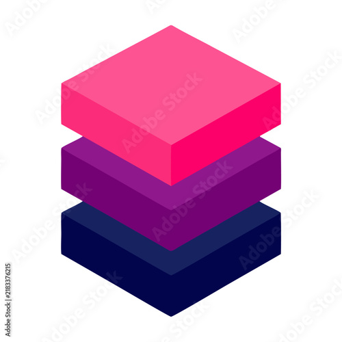 Modern Isometric Stacked Geometric Blocks Icon