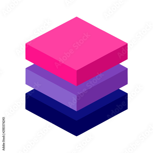 Modern Isometric Stacked Geometric Blocks Icon