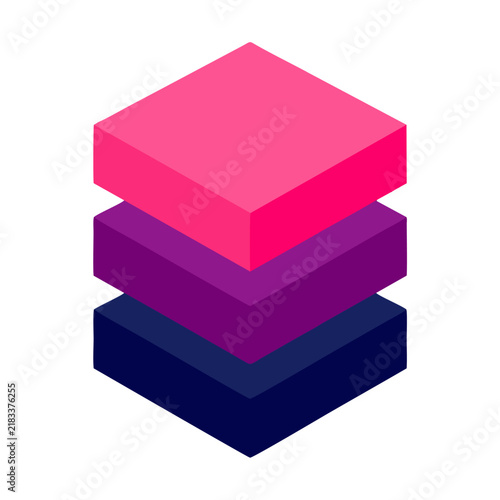 Modern Isometric Stacked Geometric Blocks Icon