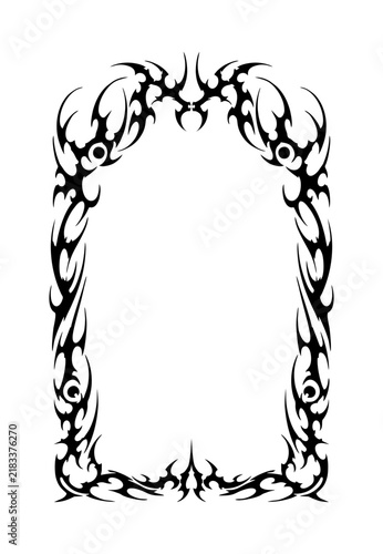 Cuadro en lienzo Elegant Gothic Scroll Arch Frame with Curved Thorn Details and Blackwork Symmetr