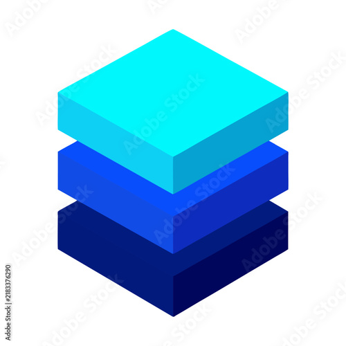 Modern Isometric Stacked Geometric Blocks Icon