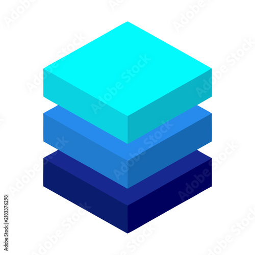 Modern Isometric Stacked Geometric Blocks Icon