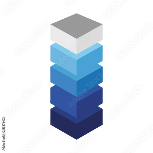 Modern Isometric Stacked Geometric Blocks Icon