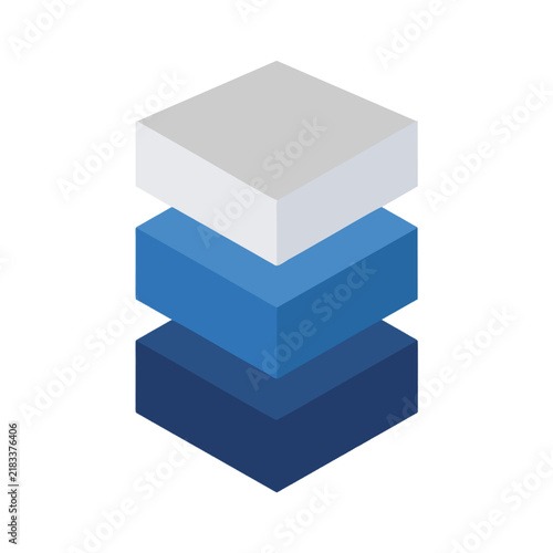 Modern Isometric Stacked Geometric Blocks Icon