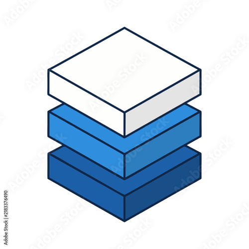 Modern Isometric Stacked Geometric Blocks Icon