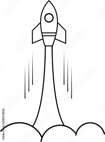 Rocket launch outline vector icon for startup and business concept