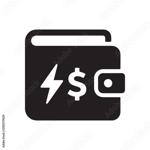 Wallet icon with dollar sign and lightning bolt for energy expense