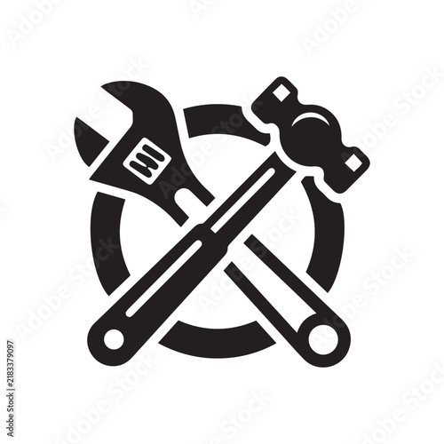 wrench and hammer crossed icon representing repair and maintenance work