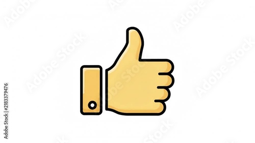 A flat design thumbs up icon gently bouncing in a seamless loop animation.
