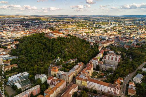 Brno city in the Czech Republic. Europe. Petrov - Cathedral of Saints Peter and Paul and Spilberk castle. Beautiful old architecture and a popular tourist destination. 
