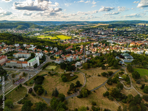 Brno city in the Czech Republic. Europe. Petrov - Cathedral of Saints Peter and Paul and Spilberk castle. Beautiful old architecture and a popular tourist destination. 