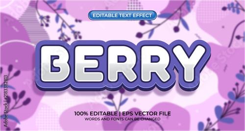 Berry text effect. Berry editable text style effect. Editable text effect. Vector illustration
