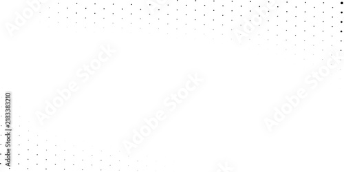 Abstract Black Halftone Dot Corner Frame Background on White