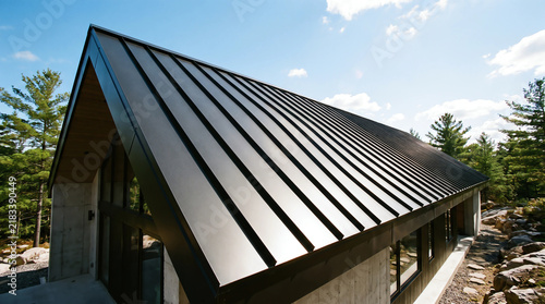Modern Contemporary House Black Metal Roof Standing Seam Architectural Exterior Design
