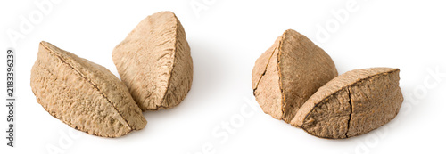 In-sell Brazil nut isolated on the white background.