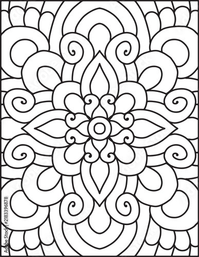 Intricate Floral Mandala Coloring Page – Black and White Decorative Line Art