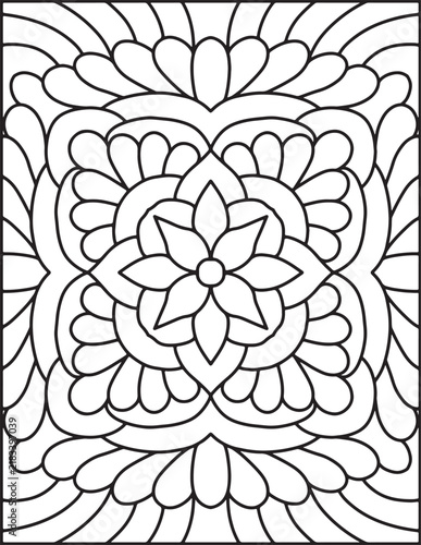 Intricate Floral Mandala Coloring Page – Black and White Decorative Line Art