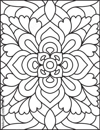 Intricate Floral Mandala Coloring Page – Black and White Decorative Line Art