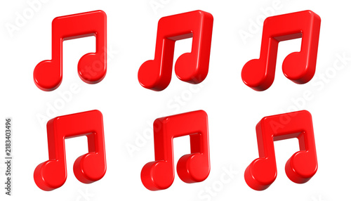 Foto red 3D music note symbols