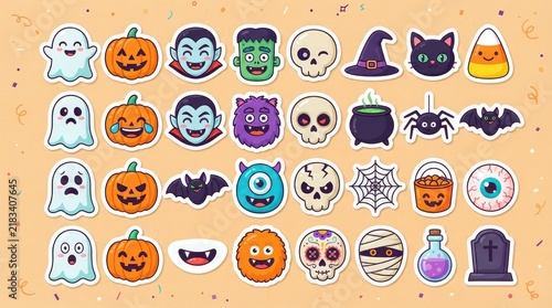 Cute halloween sticker set collection