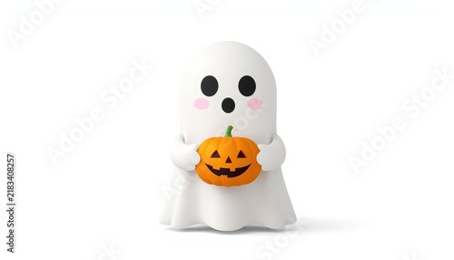 Cute ghost holding a jackolantern